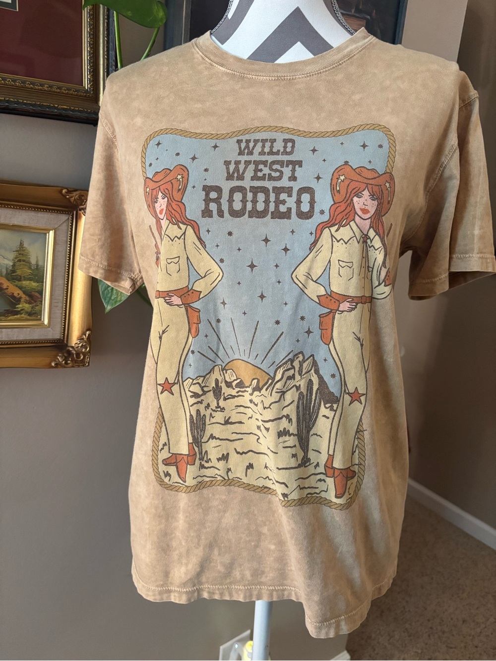 Wild West Rodeo Graphic Tee From Buckle - Tan Cowboy Print